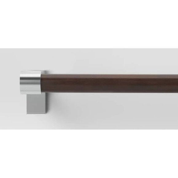 Threshold Nickel & Dark Brown Finish Expandable Curtain Rod 66" to 120" Lengths - Picture 1 of 6